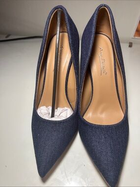 Anne Michelle Denim Navy Pointed-Toe Pump - Women's Dress Heels